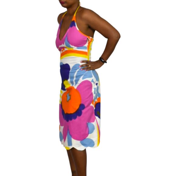 Vintage Marimekko Karuselli Halter Dress Pink Abstract Print Y2K Slip Shift 8 - Picture 6 of 16